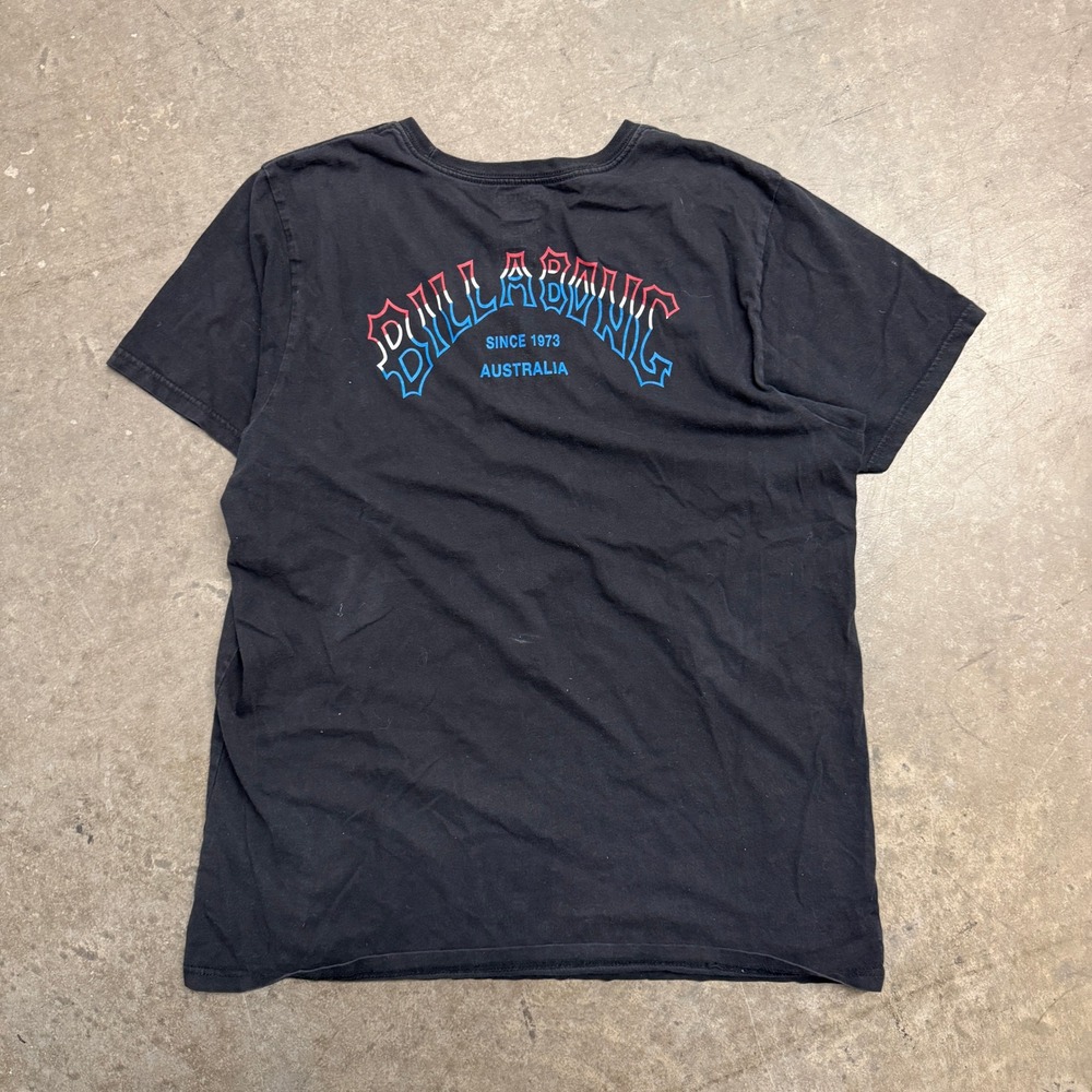 Billabong Mens Tailored Fit Graphic T-Shirt Black Large Australia Logo Tee